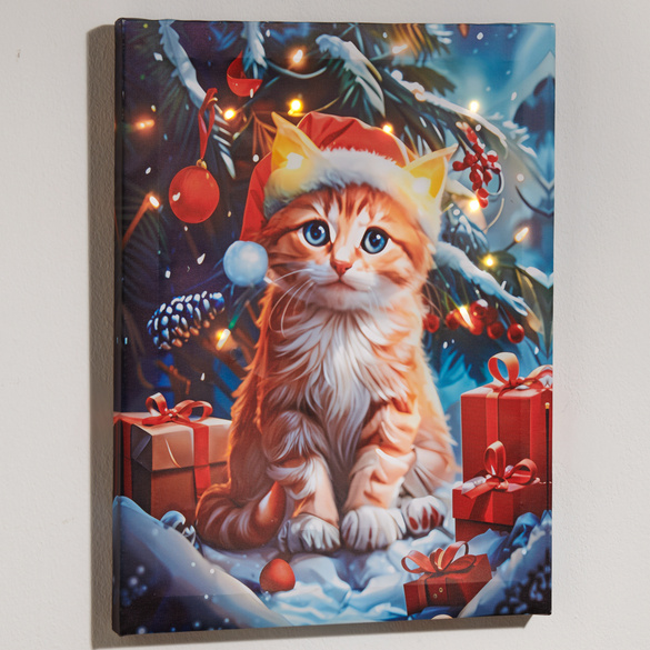 LED-Bild "Weihnachtskatze"