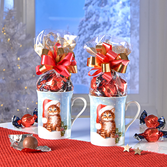 Kaffeebecher „Weihnachtskätzchen Minka"