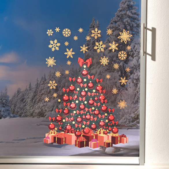 Fensterbild "Weihnachtsbaum" mit Sternen