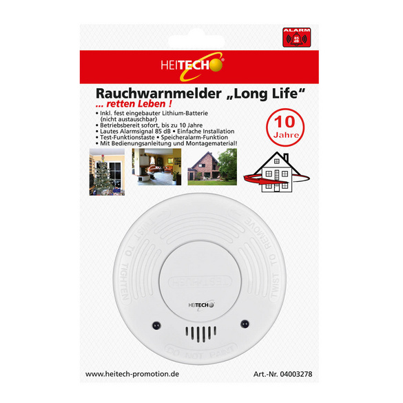 Rauchmelder Long Life mit Lithium-Batterie HEITECH