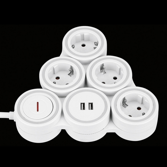 Steckdosenleiste Supraflex 4-fach mit Schalter & 2 USB REV RITTER