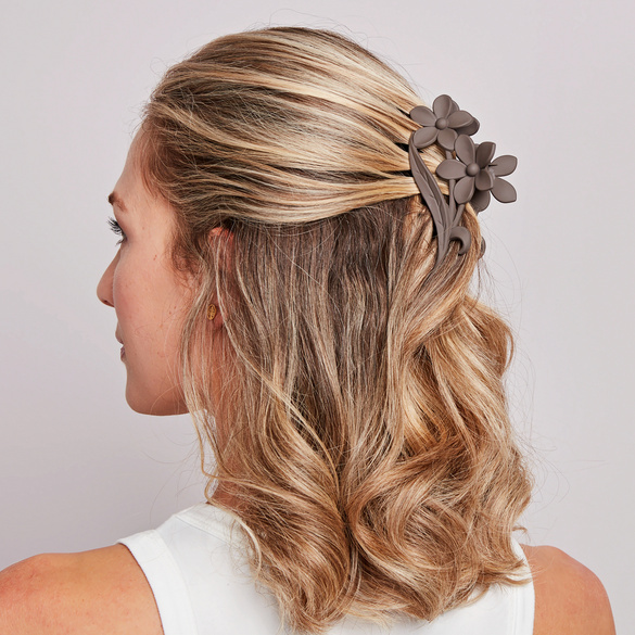 Haarspangen "Blumen" schwarz-beige-taupe 3er-Set