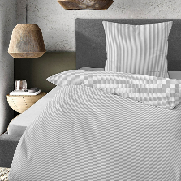 Daniel Hechter Satin Bettwäsche silber/grau, 1x 155x220 cm + 1x 80x80 cm