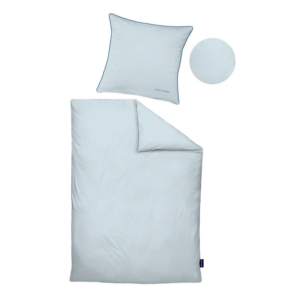 Daniel Hechter Satin Bettwäsche taubenblau, 1x 135x200 cm + 1x 80x80 cm