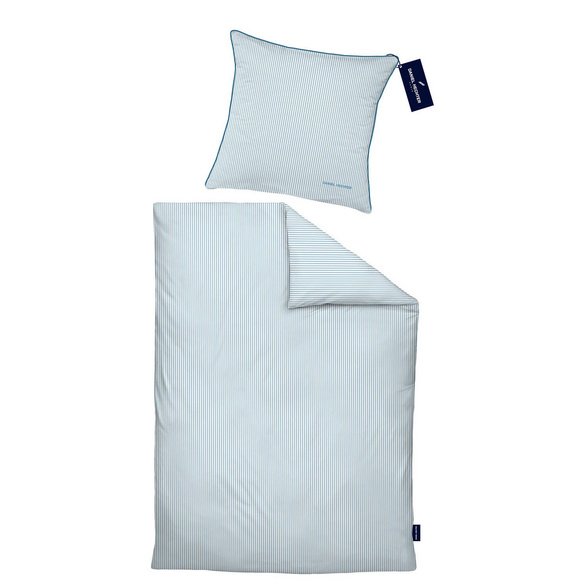 Daniel Hechter Satin Bettwäsche taubenblau, 1x 155x220 cm + 1x 80x80 cm