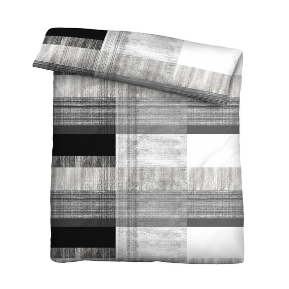 Castell Mikrofaser Bettwäsche karo silber/grau, 1x 135x200 cm + 1x 80x80 cm