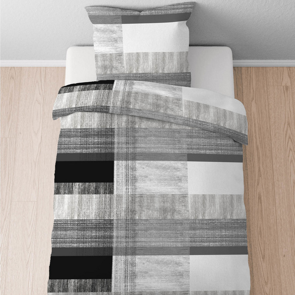 Castell Mikrofaser Bettwäsche karo silber/grau, 1x 155x220 cm + 1x 80x80 cm