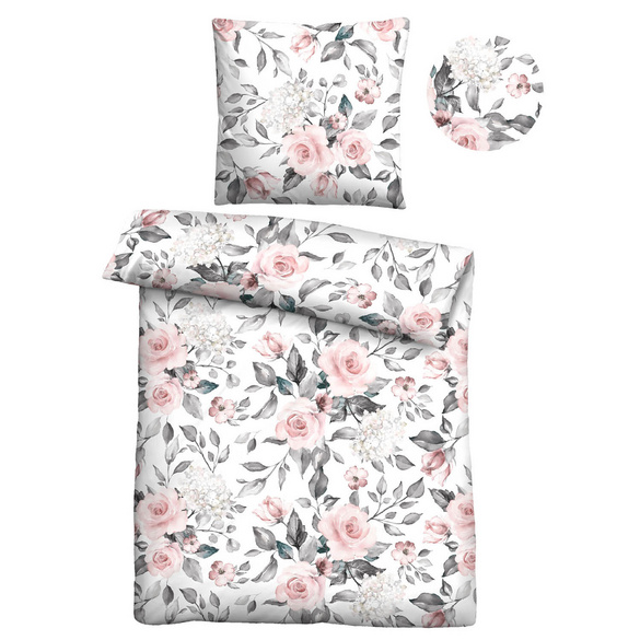 Castell Nicki Bettwäsche Rosen rose, 1x 135x200 cm + 1x 80x80 cm