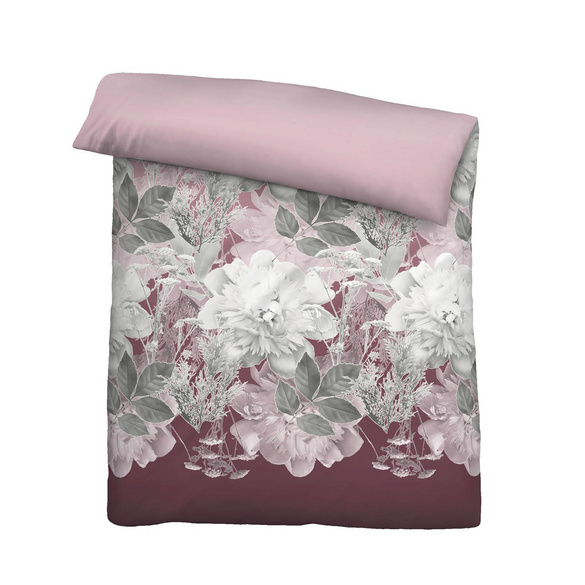 Castell Thermo-Fleece Bettwäsche Blume groß bordeauxrot, 1x 155x220 cm + 1x 80x80 cm