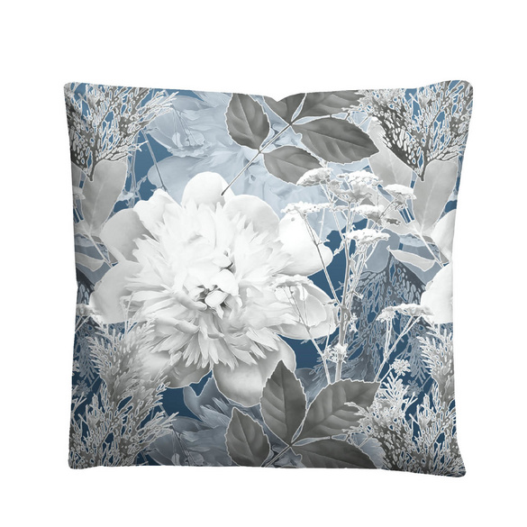 Castell Thermo-Fleece Bettwäsche Blume groß eisblau, 1x 155x220 cm + 1x 80x80 cm
