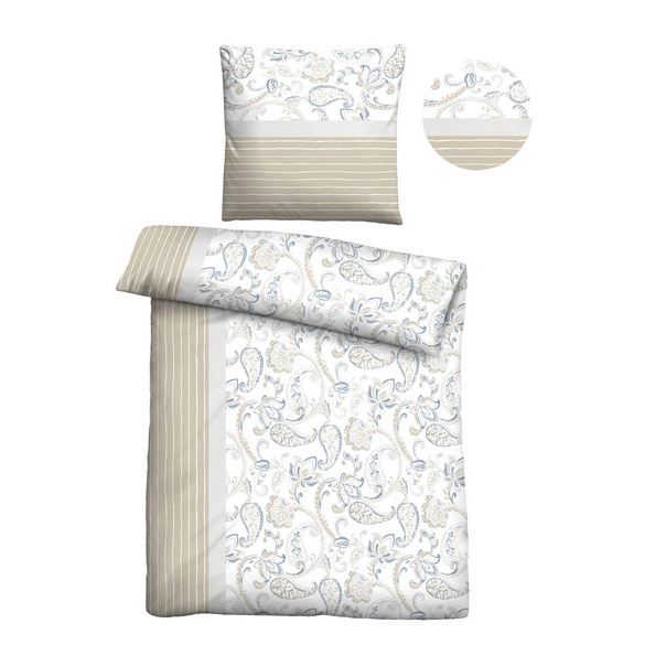 Castell Feinbiber Bettwäsche Paisley grau, 1x 155x220 cm + 1x 80x80 cm