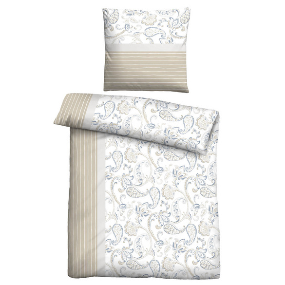 Castell Feinbiber Bettwäsche Paisley grau, 1x 155x220 cm + 1x 80x80 cm