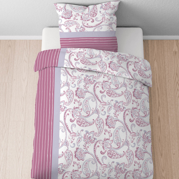 Castell Feinbiber Bettwäsche Paisley brombeer, 1x 155x220 cm + 1x 80x80 cm
