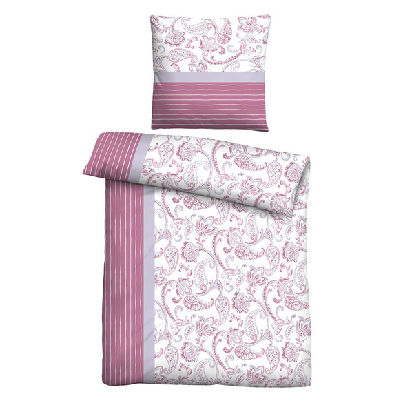 Castell Feinbiber Bettwäsche Paisley brombeer, 1x 155x220 cm + 1x 80x80 cm