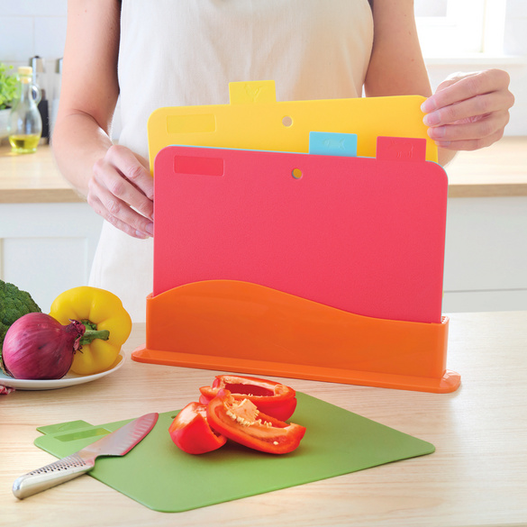 4er Set Schneidbretter mit Ständer