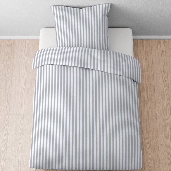 Castell Jersey Bettwäsche Längsstreifen grau, 1x 155x220 cm + 1x 80x80 cm