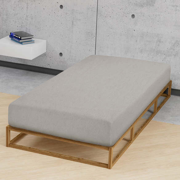 biberna Spannbetttuch Melange uni sturmgrau, 1x 90x190 cm - 100x200 cm