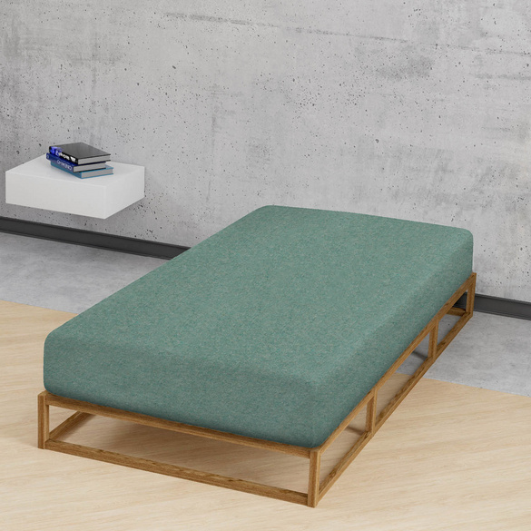 biberna Spannbetttuch Melange uni fichte, 1x 90x190 cm - 100x200 cm
