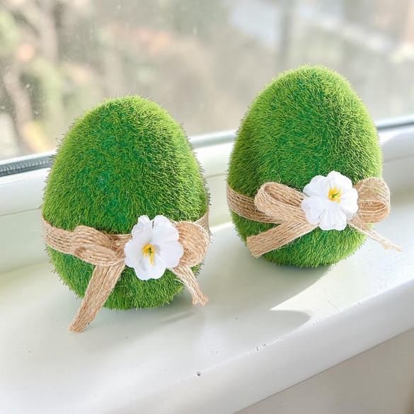 Moos-Eier aus Keramik 2er-Set Eldo