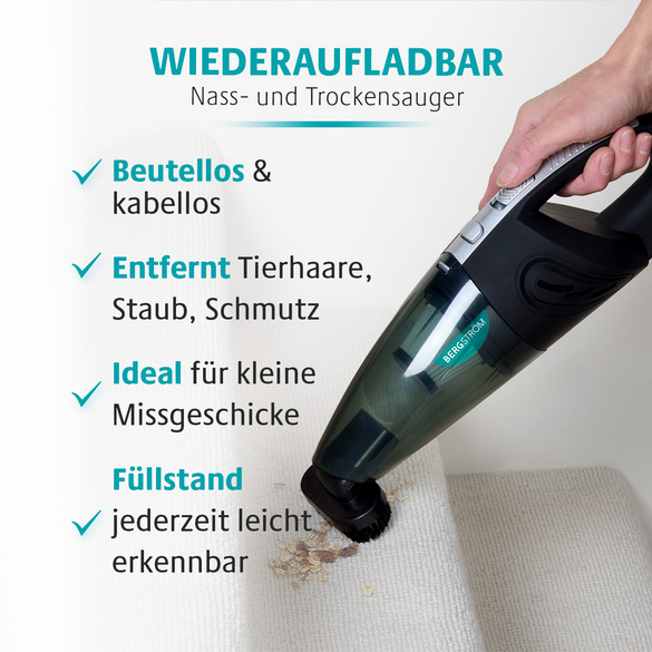 Kabelloser 2-in-1 Handstaubsauger – Nass & Trocken Bergström