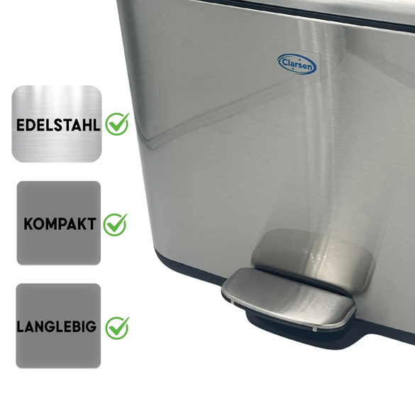 Badezimmer-Mülleimer Edelstahl 2x3 L Clarsen