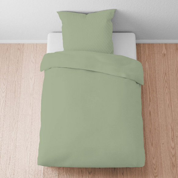 biberna Tencel-Flanell Bettwäsche uni oliv, 155x220 cm + 80x80 cm