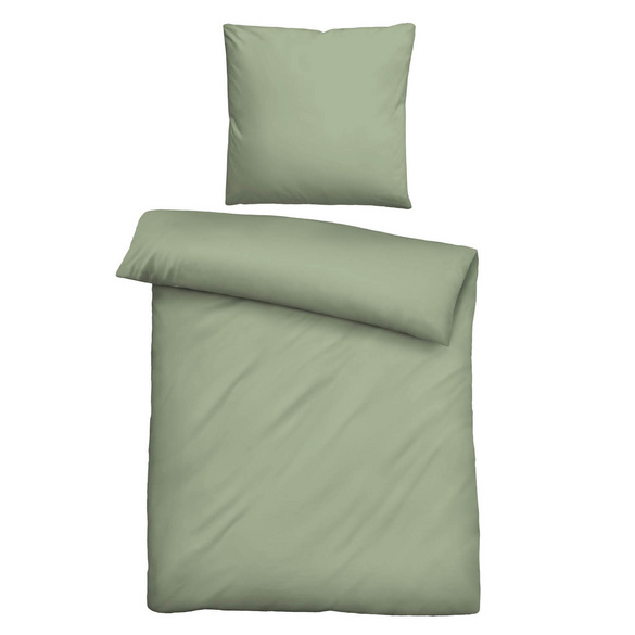 biberna Tencel-Flanell Bettwäsche uni oliv, 155x220 cm + 80x80 cm