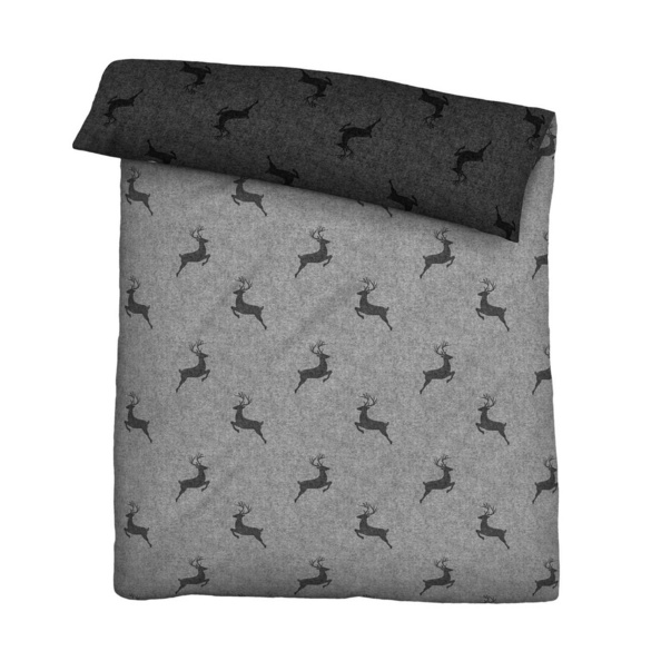 biberna Baumwoll-Satin Bettwäsche Hirsch sturmgrau, 155x220 cm + 80x80 cm