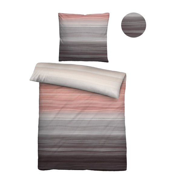 biberna Satin Bettwäsche Streifen gold, 155x220 cm + 80x80 cm