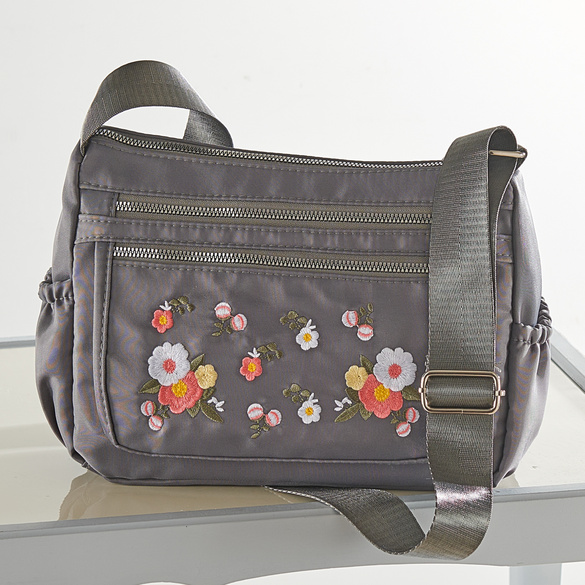 Handtasche "Blumenranke" grau
