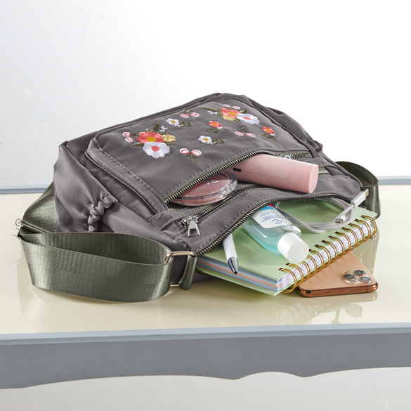 Handtasche "Blumenranke" fuchsia