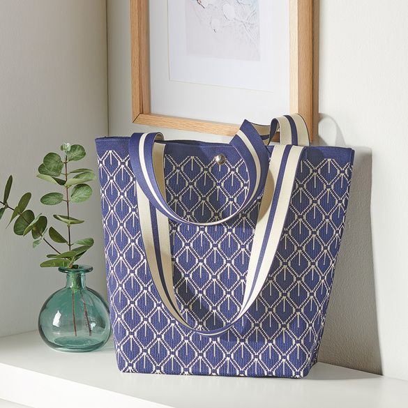 Flyknit-Shopper "Valentina" blau-weiß