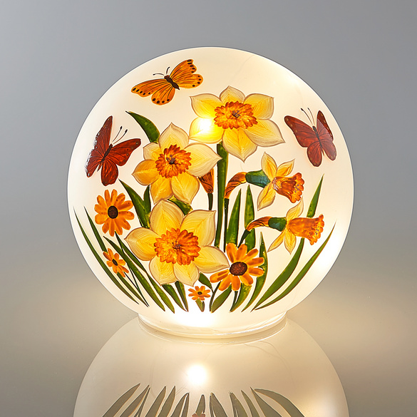 LED-Glaskugel "Narzissen"