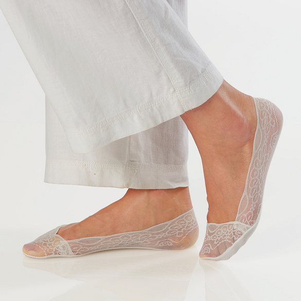 Spitzensöckchen schwarz + weiß + beige 3 Paar