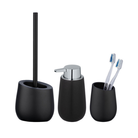 WENKO Bad-Accessoire-Set "Badi" Schwarz 3-tlg.