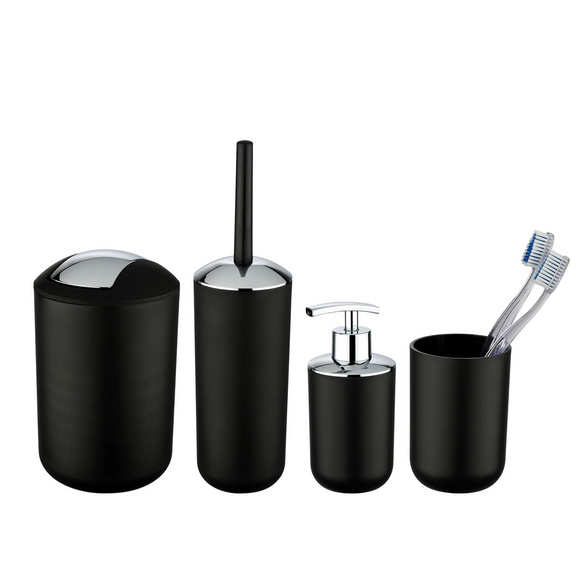 WENKO Bad-Accessoire-Set "Brasil" Schwarz 4-tlg.