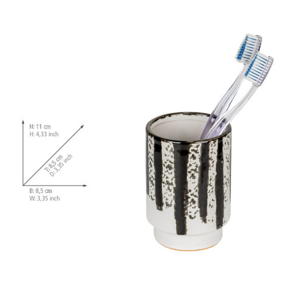 Bad-Accessoire Set „Subiza“, 2-tlg., weiß/schwarz, handbemalt WENKO