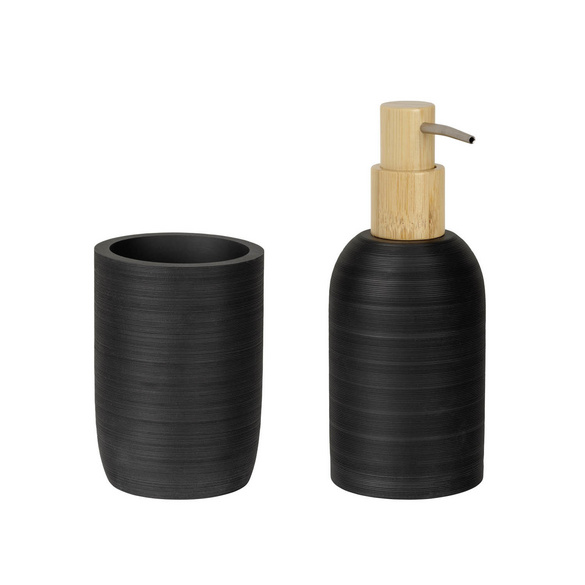 Bad-Accessoire Set „Altavalle“, 2-tlg., schwarz/Bambus WENKO