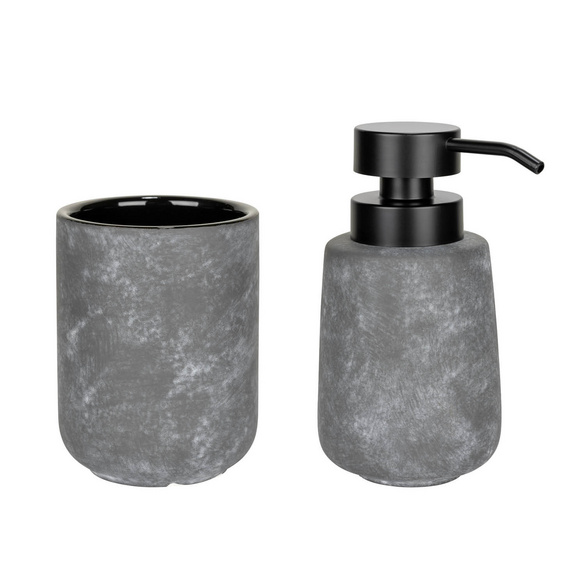 Bad-Accessoire Set „Sacile“, 2-tlg., grau/schwarz WENKO