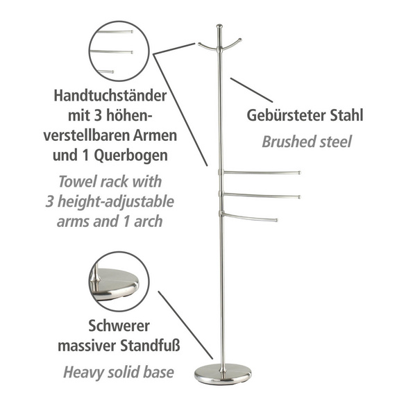 Handtuch- & Kleiderständer „Adiamo“, 3 Arme, höhenverstellbar WENKO