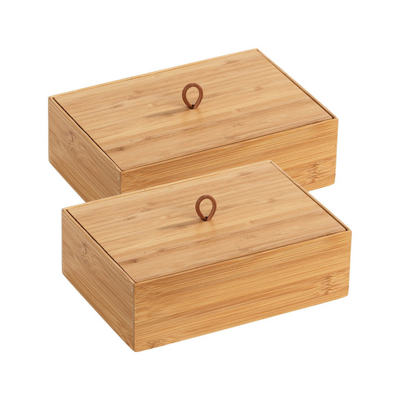 Aufbewahrungsbox „Terra“ L mit Deckel, 2er Set, Bambus WENKO