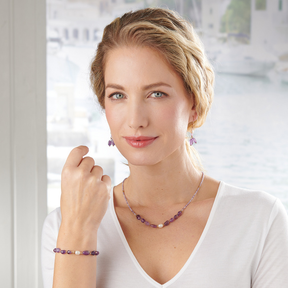 Amethyst-Armband mit Süßwasserperle