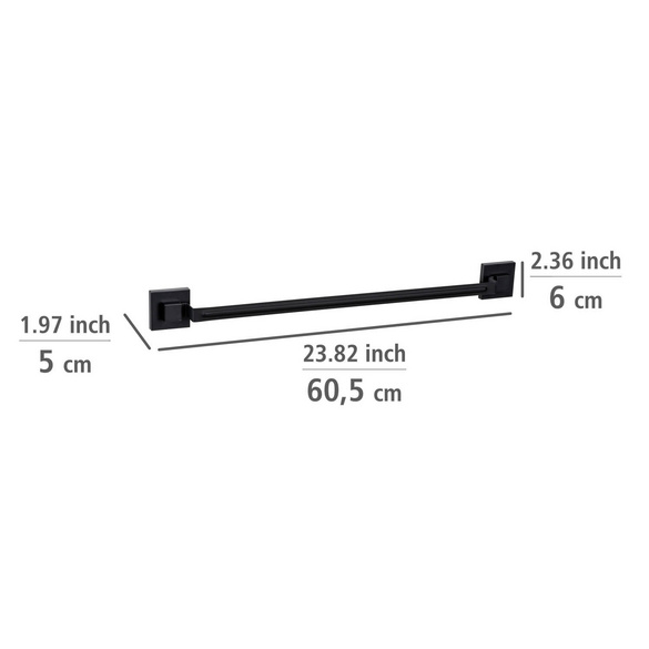 Vacuum-Loc® Badetuchstange „Quadro“, schwarz, Edelstahl WENKO