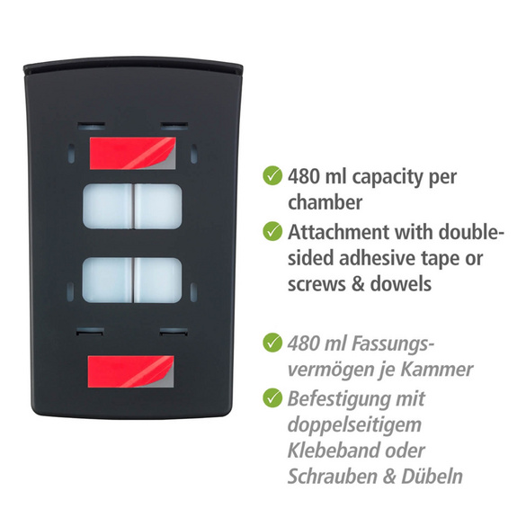 Seifenspender „Tartas“, 2-Kammer, schwarz WENKO
