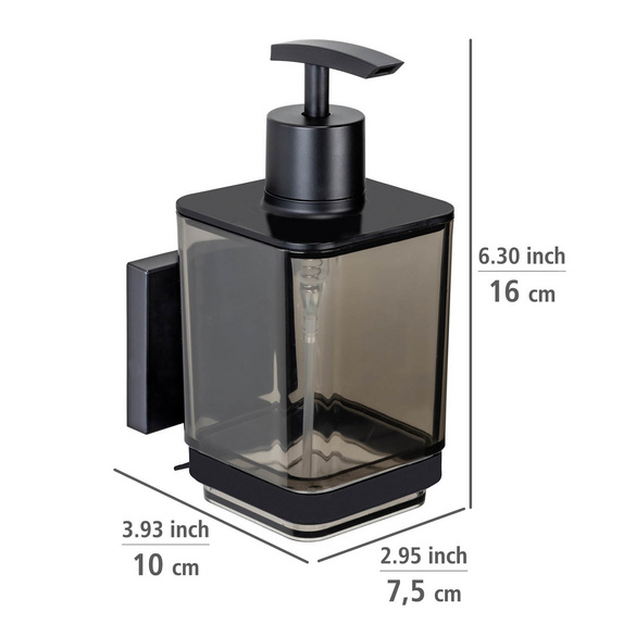 Vacuum-Loc® Seifenspender „Quadro“, schwarz, Edelstahl/Kunststoff WENKO