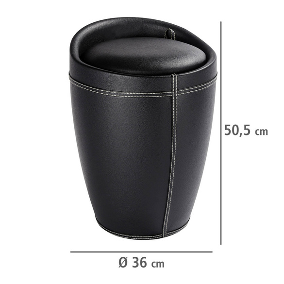 Badhocker & Wäschesammler Candy Lederoptik schwarz WENKO