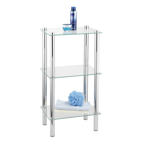 Standregal Yago viereckig 3 Ablagen aus Edelstahl & Glas WENKO