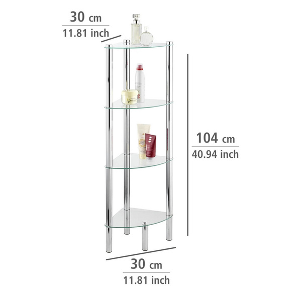 Eckregal Yago 4 Ablagen aus Edelstahl & Glas WENKO