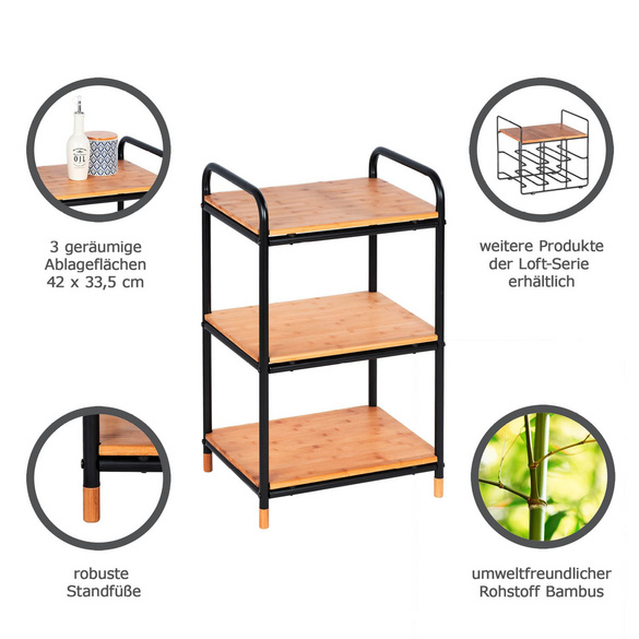 Regal Loft 3 Etagen aus Bambus WENKO