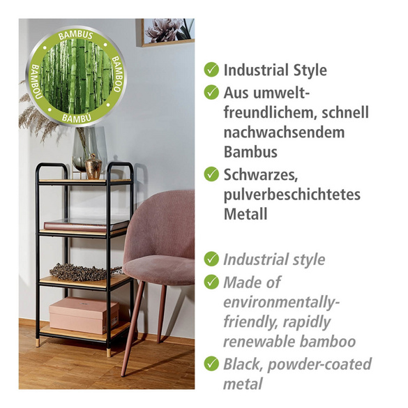 Regal Loft 4 Etagen aus Bambus WENKO
